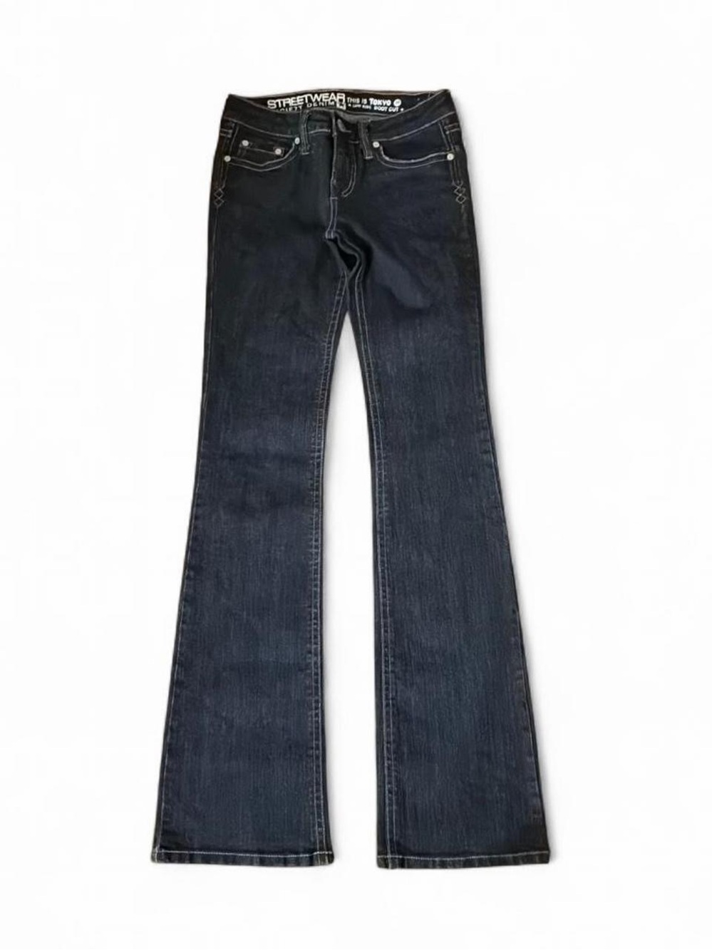 Y2K Streetwear Society Low Rise Bootcut Jeans Dark Wash